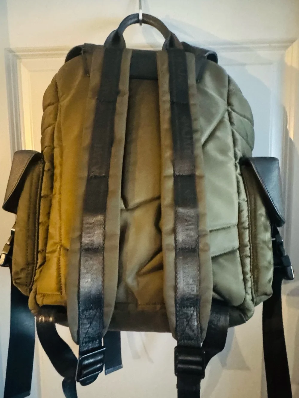 Pajar Olive Green Quilted Backpack with Black Trim